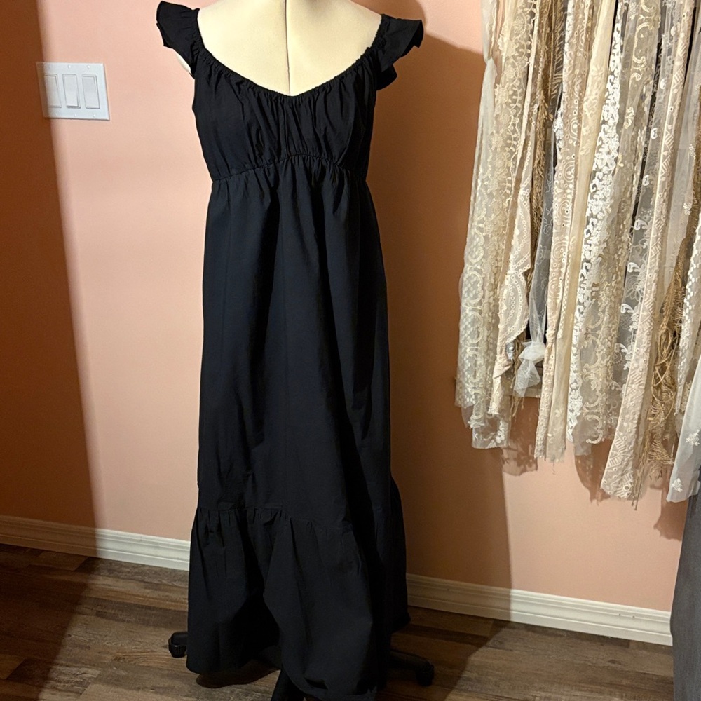Universal Thread Black Ruffle-Shoulder Maxi Dress - Picture 2 of 5